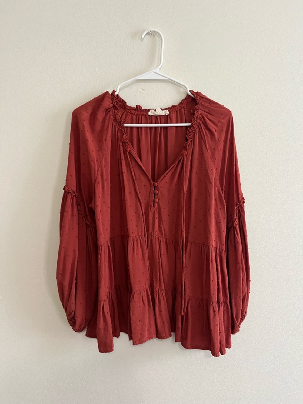 Peach Love California Rust Peasant Tunic Blouse